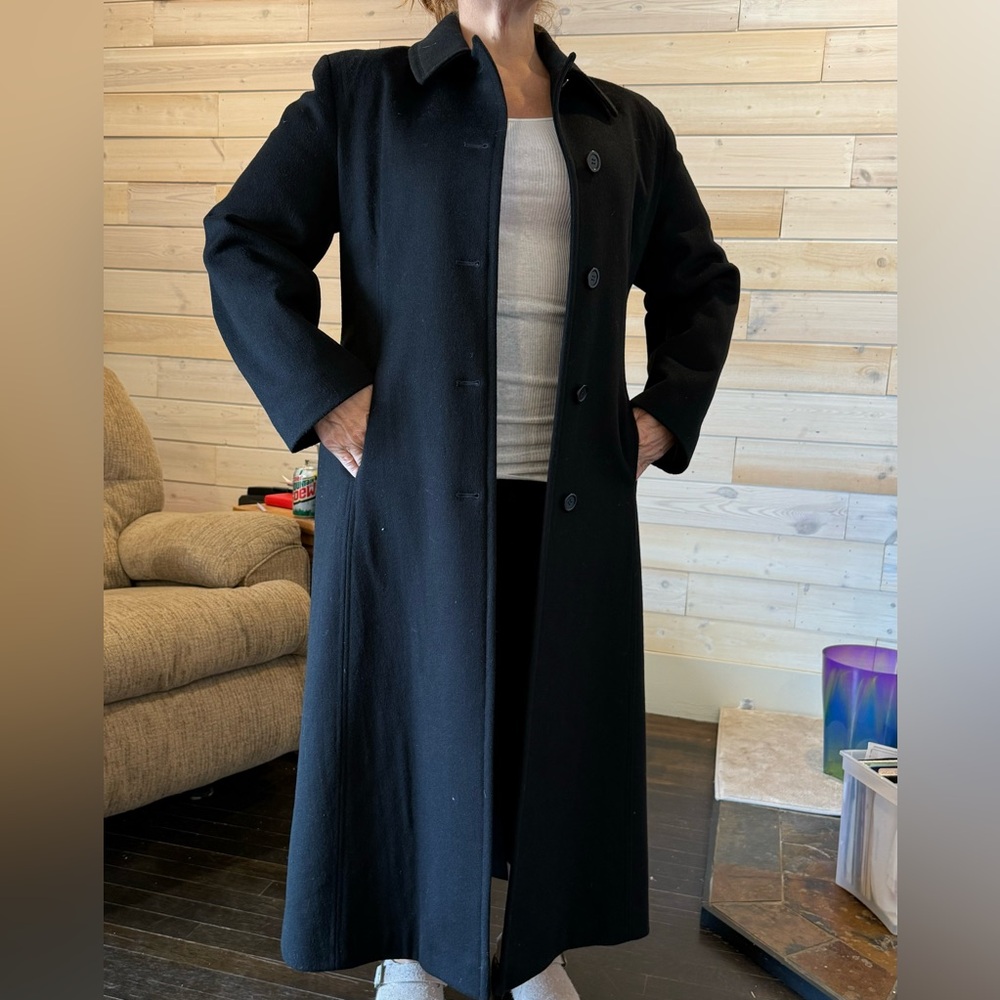 Calvin Klein Long Black Wool Coat Size 12